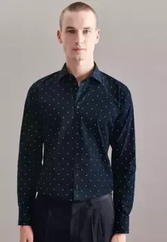 Деловая рубашка seidensticker "X-Slim", X-Slim с длинными рукавами и принтом на воротнике Kent, синий