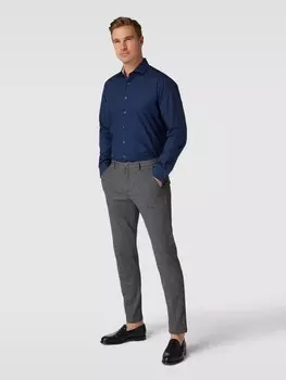 Деловая рубашка современного кроя с воротником акулы Eterna, темно-синий