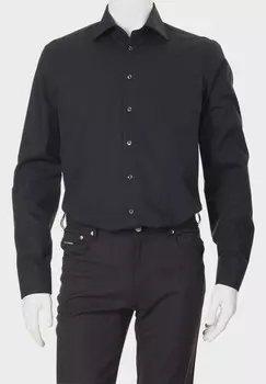 Деловая рубашка, современный крой, длинные рукава, воротник Кент, мужская seidensticker, черный