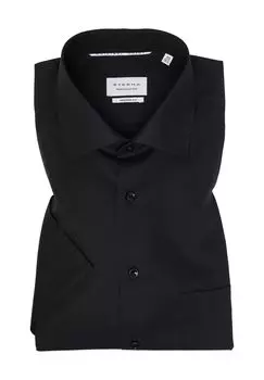 Деловая рубашка, современный крой, короткие рукава, воротник Кент, мужская ETERNA, черный