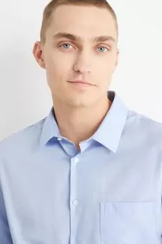 Деловая рубашка стандартного кроя kent, которую легко гладить C&A, синий