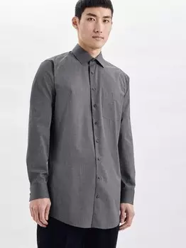 Деловая рубашка стандартного размера с удлиненными рукавами Seidensticker, серый