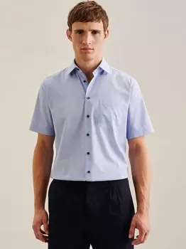 Деловая рубашка стандартный короткий рукав Seidensticker, голубой
