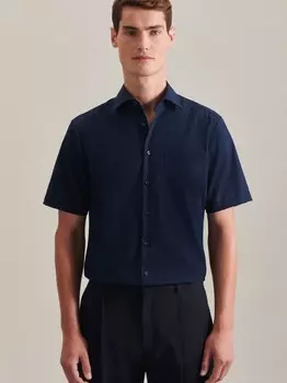 Деловая рубашка стандартный короткий рукав Seidensticker, синий