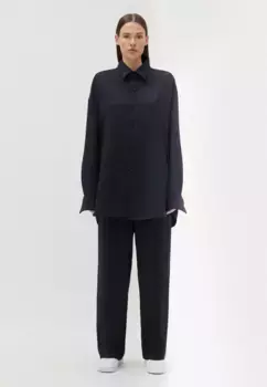 Деловая рубашка studio seidensticker, однотонная рубашка с длинным рукавом и воротником "кент" большого размера, синий