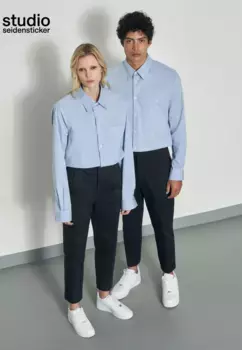 Деловая рубашка studio seidensticker "Studio", стандартный воротник Кент с длинными рукавами, однотонная, голубой