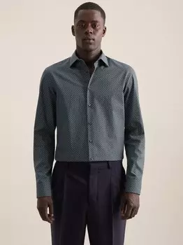 Деловая рубашка узкого кроя с длинным рукавом Seidensticker, синий