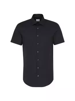 Деловая рубашка узкого кроя с коротким рукавом Seidensticker, черный