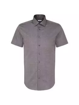 Деловая рубашка узкого кроя с коротким рукавом Seidensticker, серый