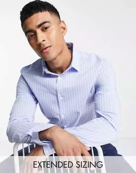 Деловая рубашка узкого кроя в голубую полоску ASOS