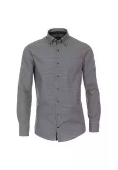 Деловая рубашка в клетку современный крой Venti, серый