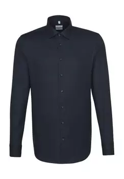 Деловая рубашка, воротник Кент, приталенный крой, мужская seidensticker, темно-синий
