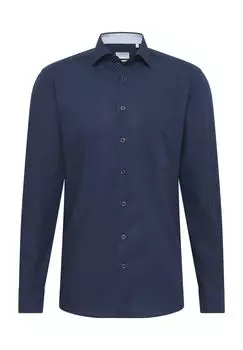 Деловая рубашка, воротник Кент, удобная посадка, длинный рукав, мужская ETERNA, цвет Marine