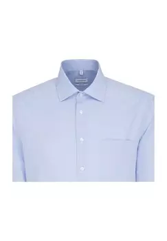 Деловая рубашка, воротник Кент, в клетку, мужская seidensticker, светло-синий