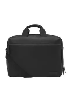 Деловая сумка, эмблема, отделение для ноутбука, однотонная JOST, черный