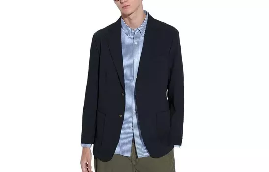 Деловой костюм мужской темно-синий Uniqlo, темно-синий