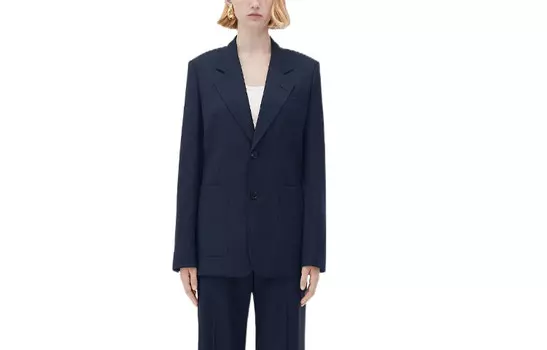 Деловой костюм женский синий Bottega Veneta