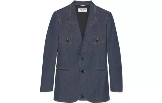 Деловой костюм женский темно-синий Saint Laurent