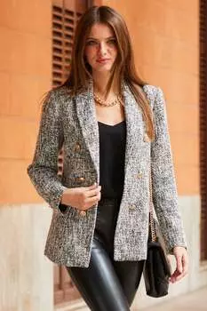 Деловой пиджак из ткани букле Sosandar, черный