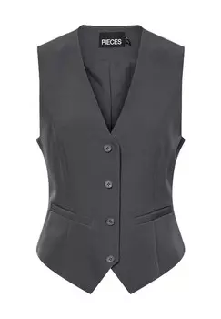 Деловой жилет "Боззи", V-образный вырез, женский PIECES, цвет 189109 Magnet