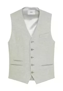 Деловой жилет, приталенный крой, из льна, для мужчин S.Oliver BLACK LABEL, цвет 72n8 Green