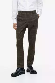 Деловые брюки slim fit H&M, коричневый