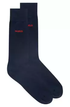 Деловые носки HUGO Underwear "2P RS UNI CC" (2 пары в упаковке, 2 шт. в упаковке), с контрастной надписью логотипа HUGO, синий