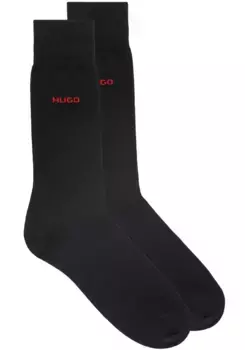Деловые носки HUGO Underwear "2P RS UNI CC" (2 пары в упаковке, 2 шт. в упаковке), с контрастной надписью логотипа HUGO, черный