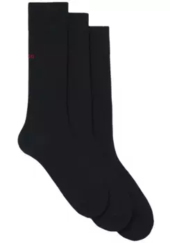 Деловые носки HUGO Underwear "3P RS UNI CC" (упаковка, 3 пары, 3 шт. в упаковке), с контрастной надписью логотипа HUGO, синий