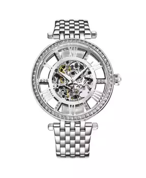 Delphi 3944 Automatic 38mm Ladies Skeleton Watch – Женские скелетонные часы Delphi 3944 с автоподзаводом, 38 мм Stuhrling, серебряный