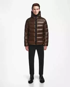 DEMIAN S МУЖСКОЙ ПУХОВИК С ГЛЯНЦЕВЫМ СТЕГАНЫМ ПУХОМ Rudsak, цвет espresso