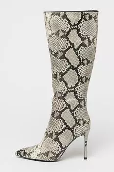 Демисезонные ботфорты с экзотическим узором Tosca Blu, черный