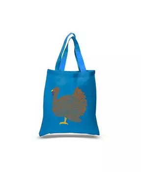 День Благодарения — маленькая большая сумка Word Art LA Pop Art, синий