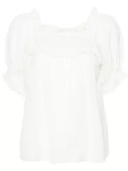 DEN блузка с объемными рукавами и кружевом, белый
