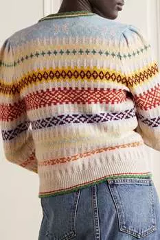 DEN Кардиган Alba Fair Isle из переработанного кашемира и шерсти, кремовый