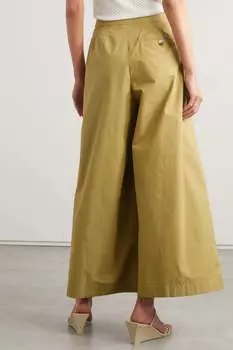 DEN широкие брюки Valentin из хлопкового поплина со складками, зеленый