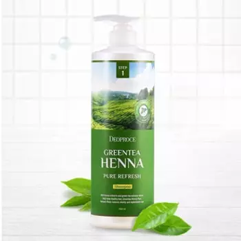 Deoproce, Освежающий шампунь с экстрактом зеленого чая и хны, 1000мл