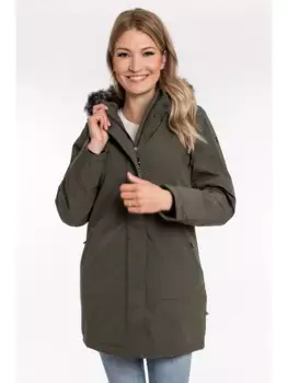 DEPROC Active Parka "DIAMOND PEAK Women", со съемной отделкой из искусственного меха, цвет Stone