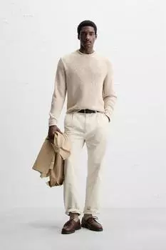 Деревенский текстурированный вязаный свитер ZARA, экрю