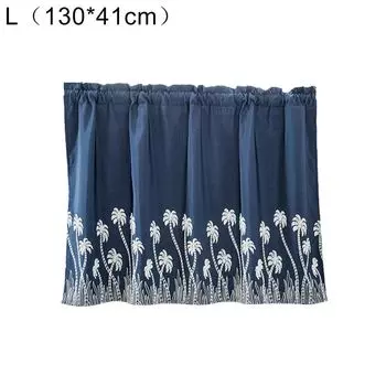 Дерево Трава Пастораль Кафе Дом Короткая Занавеска Кухонное Окно Балдахин Украшение Комнаты-Темно-Синий, Размеры: S Stuttg