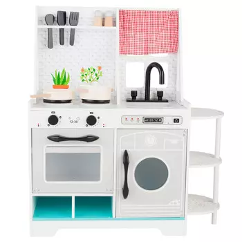 Деревянная детская кухня Tinytreats Стиральная машина Духовка Белая 4iQ Group