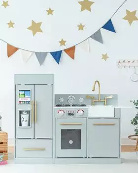 Деревянная игровая кухня Teamson Kids Little Chef Charlotte, серый/золотой, цвет Grey/Gold