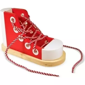 Деревянная игрушка Melissa&Doug Ботинок со шнурками, красный