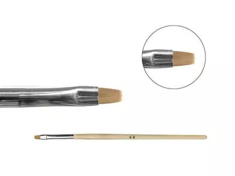Деревянная кисть для геля, плоская, прямая №4. NEONAIL