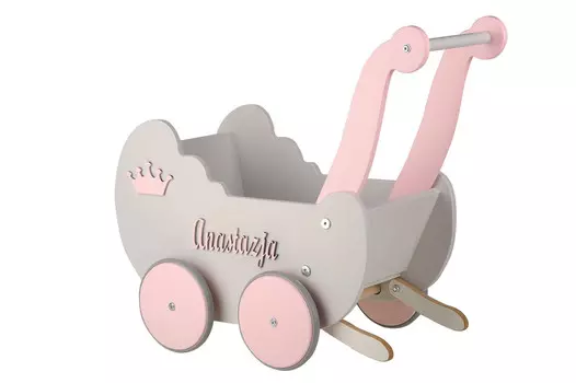 Деревянная кукольная коляска ручной работы, каталка, деревянная игрушка для кукол. Inna marka