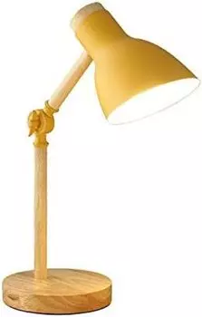 Деревянная настольная лампа, настольная лампа Creative Flex, искусство, простые светодиодные фонари E27 / защита глаз, освещение для чтения и прикроватное освещение в спальне (желтое) yozhiqu