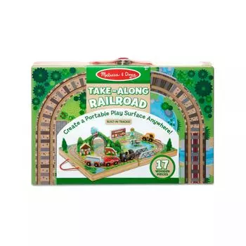 Деревянная столешница Melissa & Doug, 17 предметов, которую можно взять с собой - Железная дорога Melissa & Doug