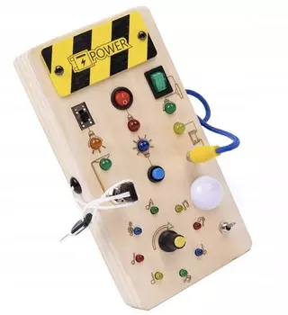 Деревянная Светодиодная Образовательная Сенсорная Доска Монтессори С Выключателями Света Inna marka