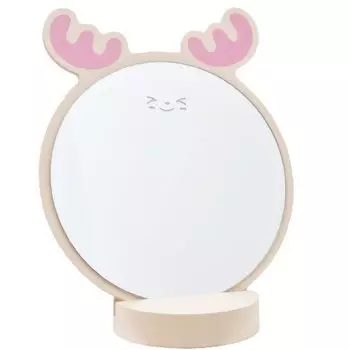 Деревянное декоративное зеркало на подставке в виде оленя, myHomelife, розовый