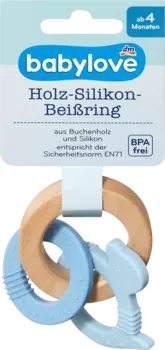 Деревянное силиконовое кольцо для прорезывания зубов Dino/синий 1 шт. 1 шт. babylove